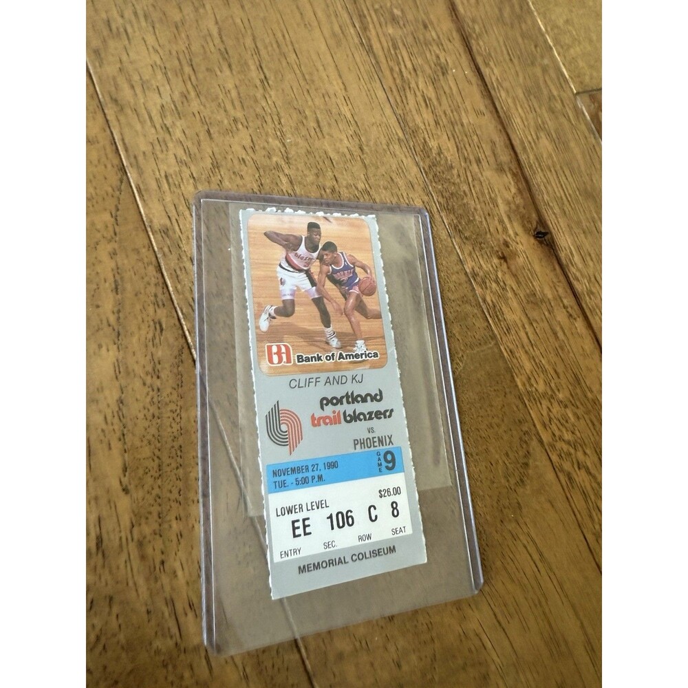 1990 Suns vs Portland Trail Blazers Cliff And Kevin Johnson Full Ticket